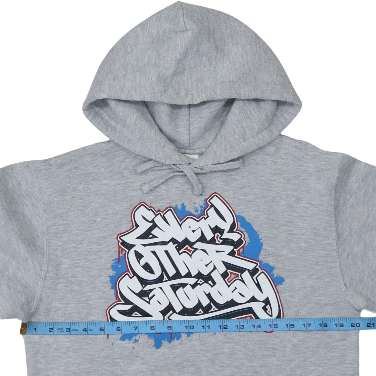 Russell Men’s Grey Pullover Hoodie M Graphic Urban Style