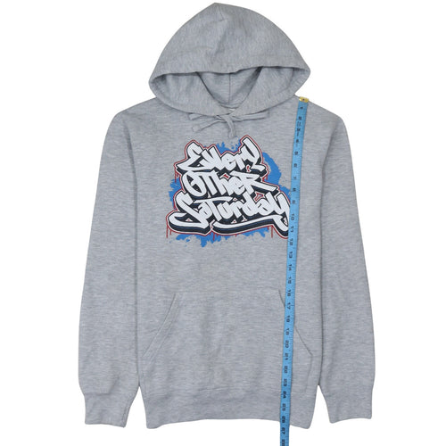 Russell Men’s Grey Pullover Hoodie M Graphic Urban Style