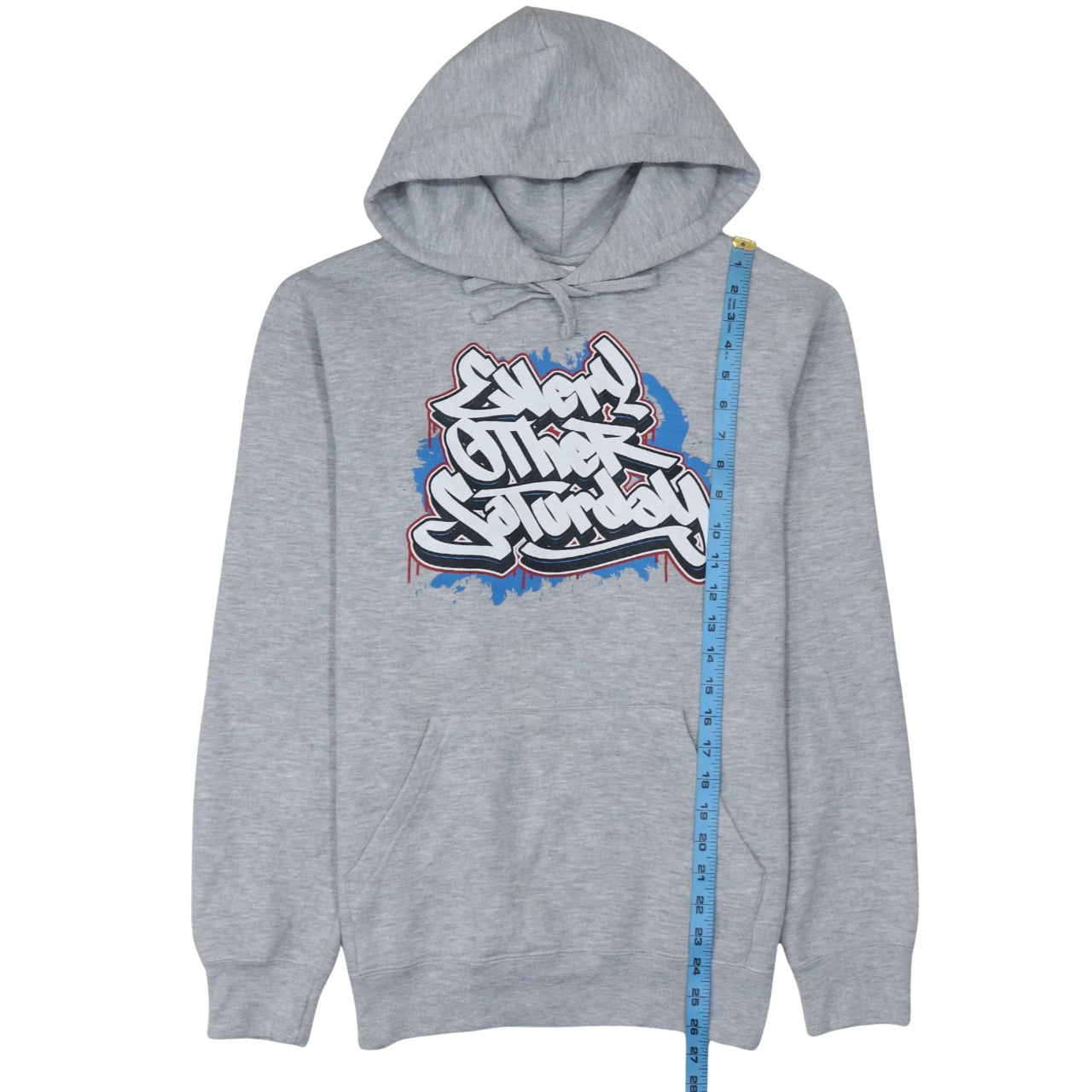 Russell Men’s Grey Pullover Hoodie M Graphic Urban Style