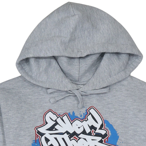 Russell Men’s Grey Pullover Hoodie M Graphic Urban Style