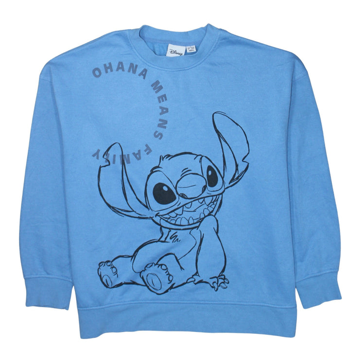 Disney Women Blue Stitch Sweatshirt XL Pullover Crew Neck Casual