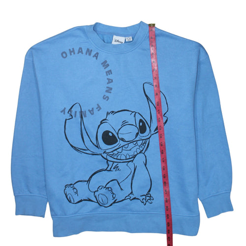 Disney Women Blue Stitch Sweatshirt XL Pullover Crew Neck Casual