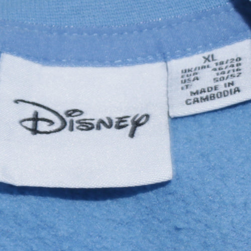 Disney Women Blue Stitch Sweatshirt XL Pullover Crew Neck Casual