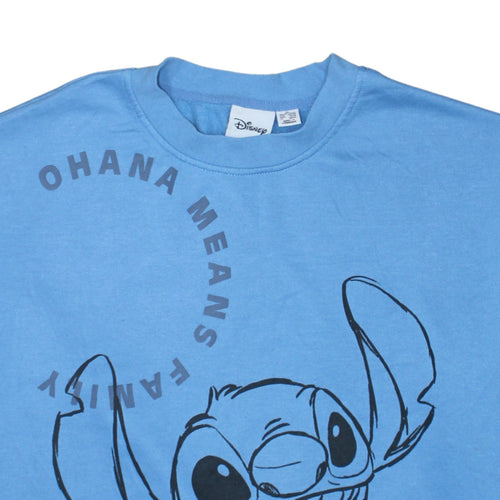 Disney Women Blue Stitch Sweatshirt XL Pullover Crew Neck Casual