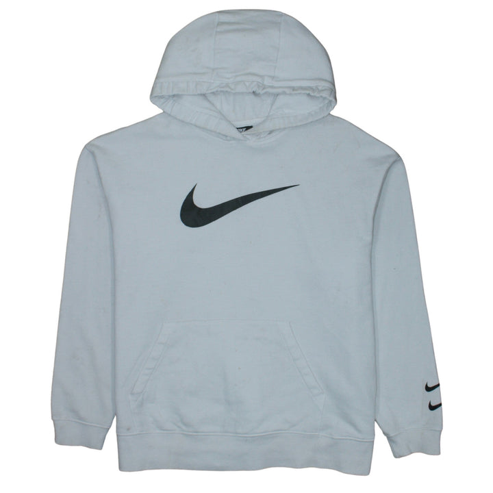 Nike Womens White Medium Pullover Hoodie with Logo Print