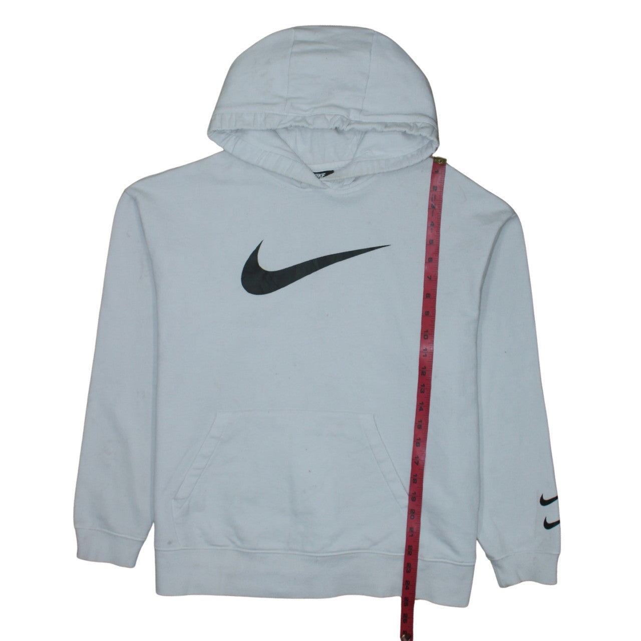 Nike Womens White Medium Pullover Hoodie with Logo Print
