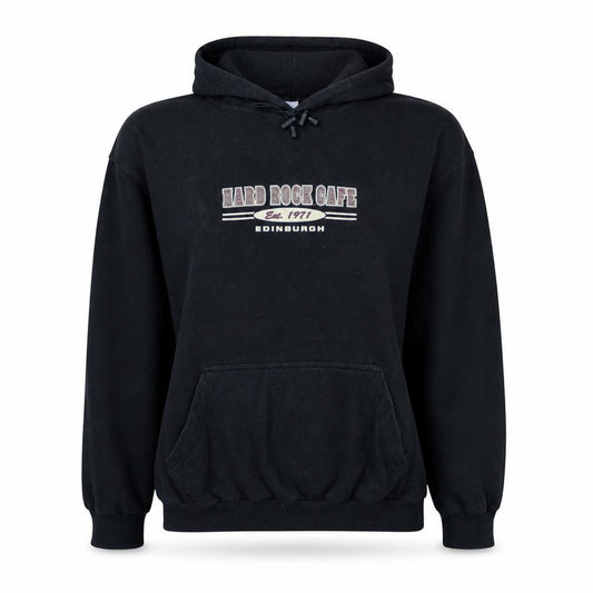 Front view of Hard Rock Cafe Edinburgh Black XL Women's Pullover Hoodie Sweatshirt