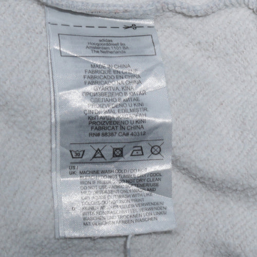Adidas Women White Hoodie UK 12 Pullover Hooded Sweatshirt