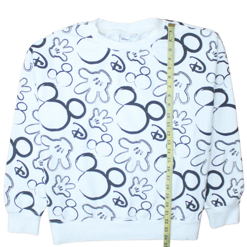 Disney Primark Women White Mickey Mouse Print Sweatshirt Size 12/14 M