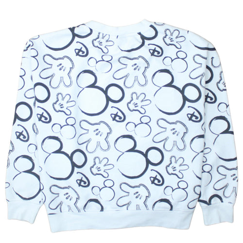 Disney Primark Women White Mickey Mouse Print Sweatshirt Size 12/14 M