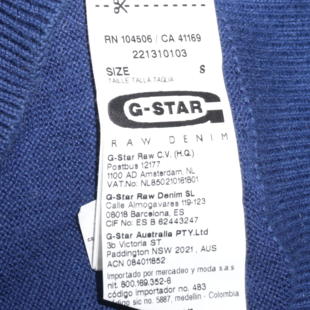 G-Star RAW Men's Blue Cotton Cardigan Jumper Size S