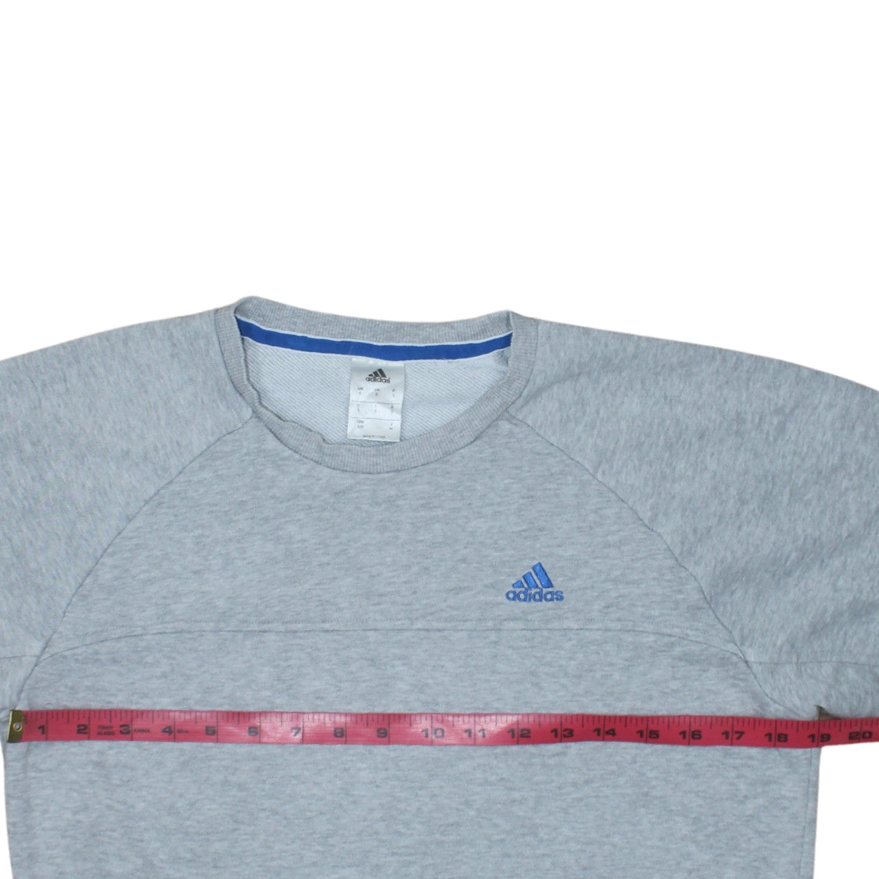 Adidas Mens Grey Small Crew Neck Pullover Sports Sweatshirt