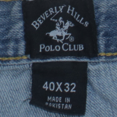Beverly Hills Polo Club Mens Blue Straight Denim Jeans 40x32