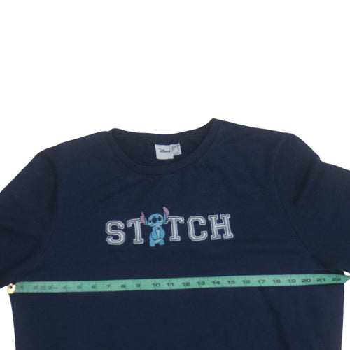 Disney Primark Women’s Navy Stitch Sweatshirt UK 16 Pullover Cotton Blend