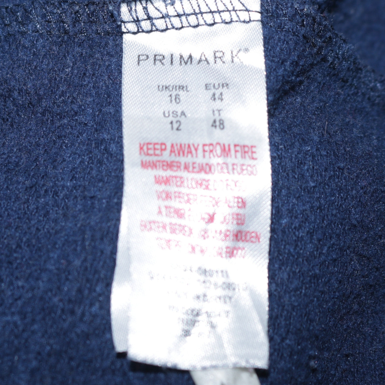 Disney Primark Women’s Navy Stitch Sweatshirt UK 16 Pullover Cotton Blend