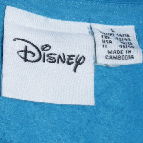Disney Women Blue Stitch Sweatshirt L Pullover Casual Graphic