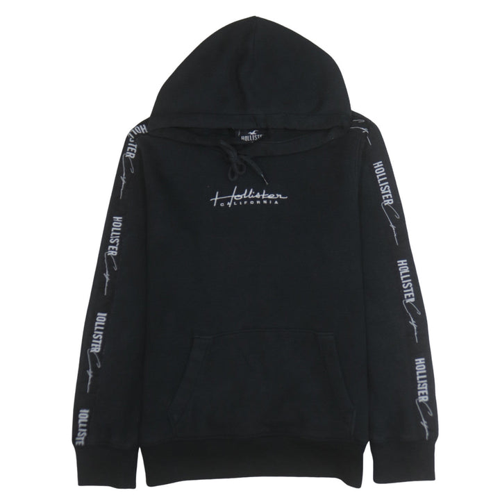 Hollister Womens Black XS Pullover Hoodie with Logo Detailing