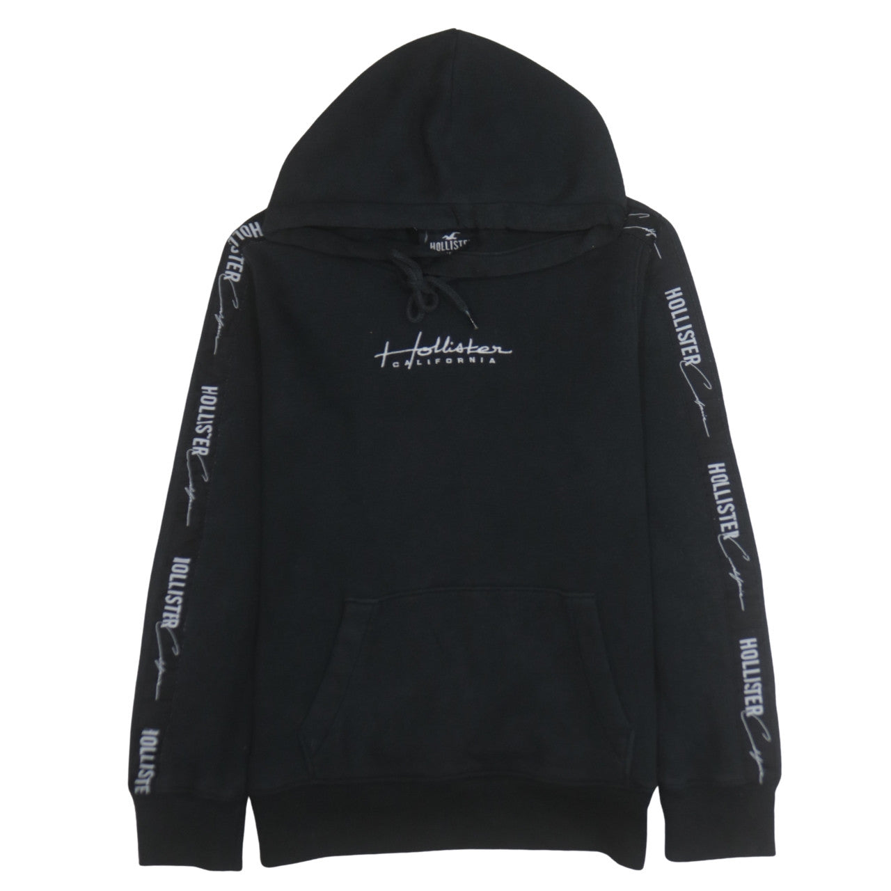 Hollister Womens Black XS Pullover Hoodie with Logo Detailing