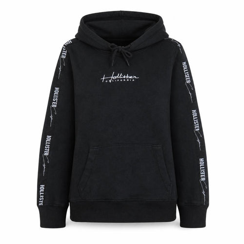 Hollister Womens Black XS Pullover Hoodie with Logo Detailing