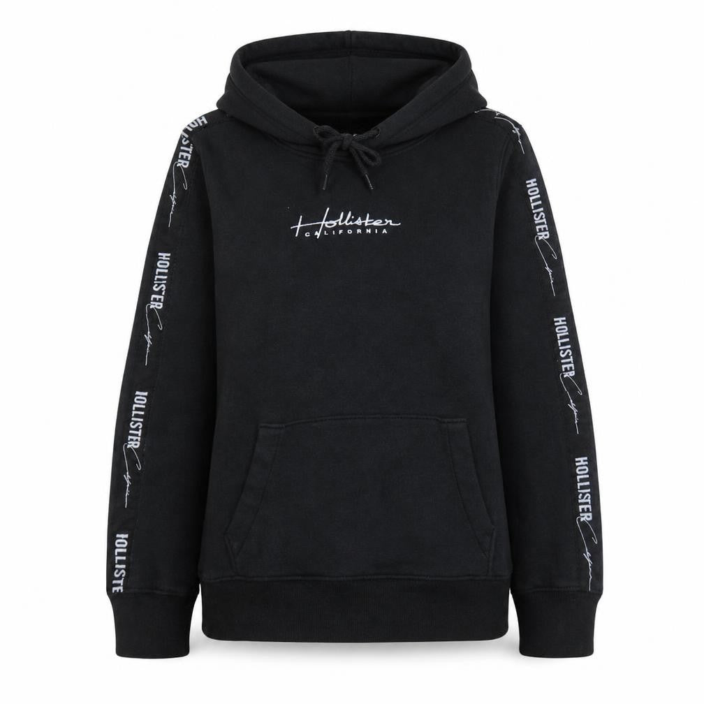 Hollister Womens Black XS Pullover Hoodie with Logo Detailing