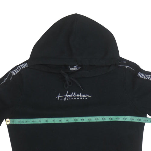 Hollister Womens Black XS Pullover Hoodie with Logo Detailing