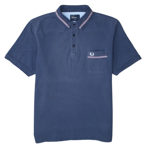 Fred Perry Men's Blue Slim Fit Polo Shirt Size L Classic Cotton