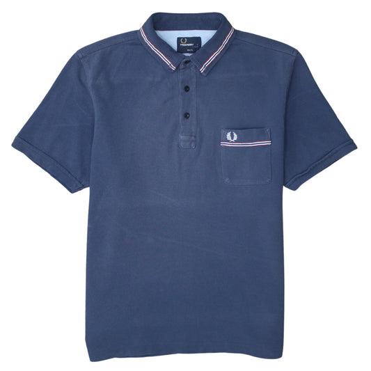 Fred Perry Men's Blue Slim Fit Polo Shirt Size L Classic Cotton