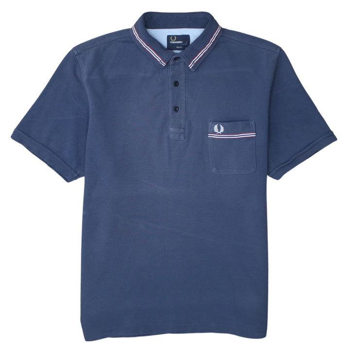 Fred Perry Men's Blue Slim Fit Polo Shirt Size L Classic Cotton