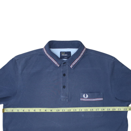 Fred Perry Men's Blue Slim Fit Polo Shirt Size L Classic Cotton