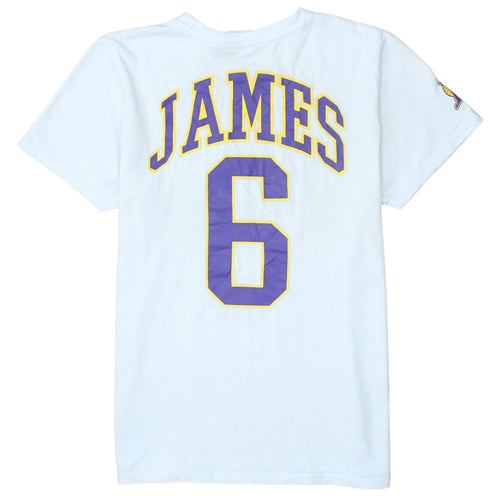NBA Boys White Los Angeles Lakers LeBron James 12-13 Years Graphic T-Shirt
