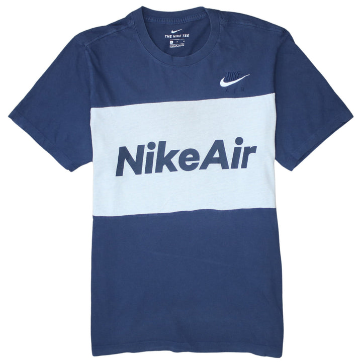 Nike Men's Blue Colourblock Air Logo Crew Neck T-Shirt Size M
