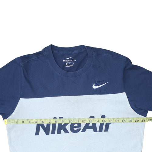 Nike Men's Blue Colourblock Air Logo Crew Neck T-Shirt Size M