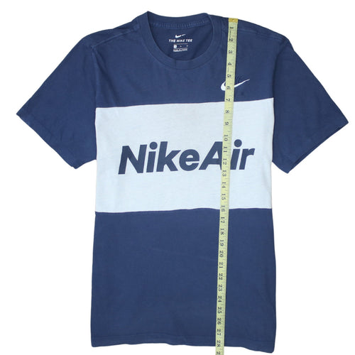 Nike Men's Blue Colourblock Air Logo Crew Neck T-Shirt Size M