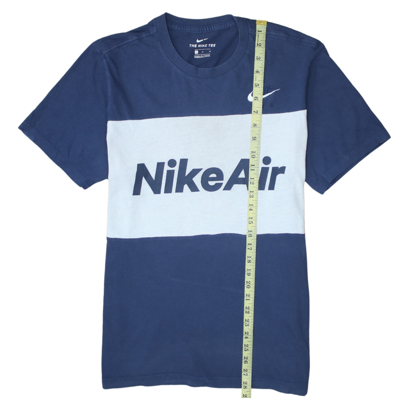 Nike Men's Blue Colourblock Air Logo Crew Neck T-Shirt Size M