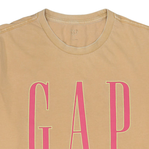 GAP Womens Beige Short Sleeve Basic Logo T-Shirt Size M