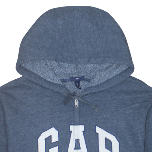 GAP Women Blue Full Zip Hoodie Large Cotton Blend Casual