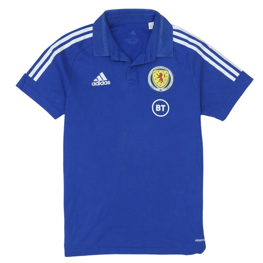 Adidas Scotland Men Blue Polo Shirt S Athletic Fit