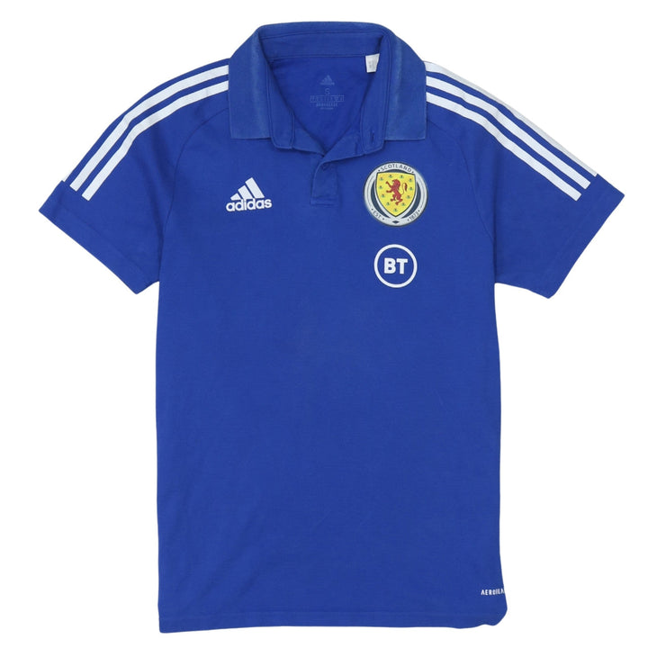 Adidas Scotland Men Blue Polo Shirt S Athletic Fit