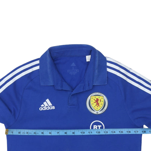 Adidas Scotland Men Blue Polo Shirt S Athletic Fit