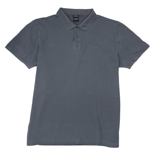 Hugo Boss Men's Grey Regular Fit Cotton Polo Shirt M