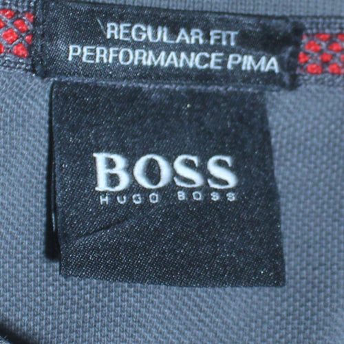 Hugo Boss Men's Grey Regular Fit Cotton Polo Shirt M