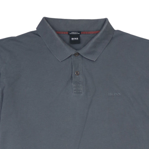 Hugo Boss Men's Grey Regular Fit Cotton Polo Shirt M