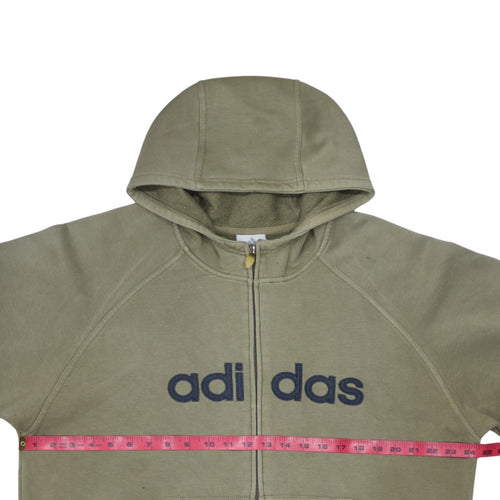 Adidas Men's Beige Full Zip Hoodie L Fleece Logo Sportswear