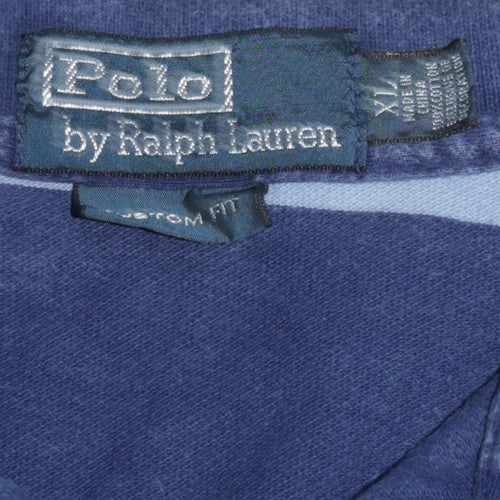 Ralph Lauren Men's Blue Striped Cotton Polo Shirt XL