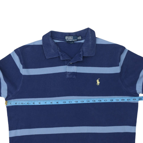 Ralph Lauren Men's Blue Striped Cotton Polo Shirt XL