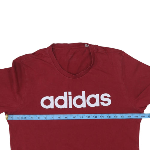 adidas Men's Red Medium Crew Neck Sports Logo T-Shirt