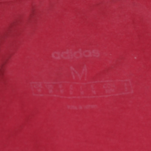 adidas Men's Red Medium Crew Neck Sports Logo T-Shirt
