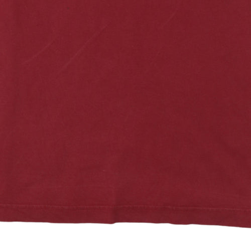 adidas Men's Red Medium Crew Neck Sports Logo T-Shirt