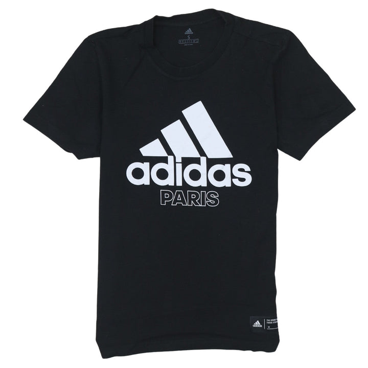 Adidas Men's Black Paris Graphic Logo Short Sleeve T-Shirt Size S