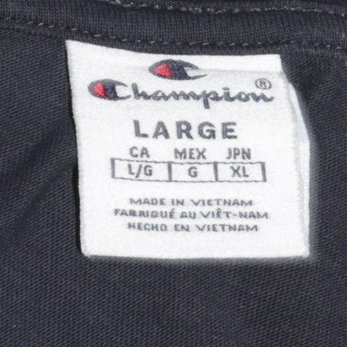 Champion Men’s Black Graphic Logo Short Sleeve Crew Neck T-Shirt Size L